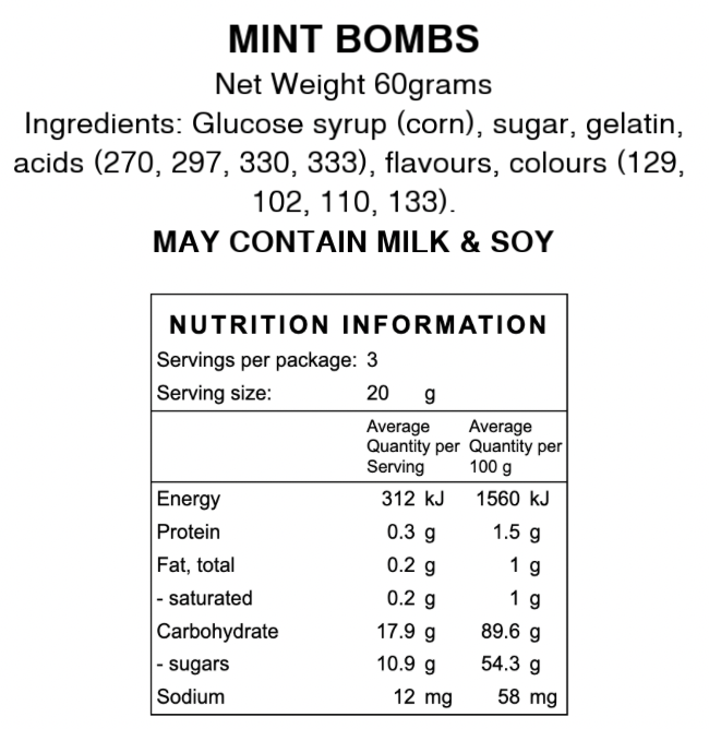 Freeze Dried Mint Bombs
