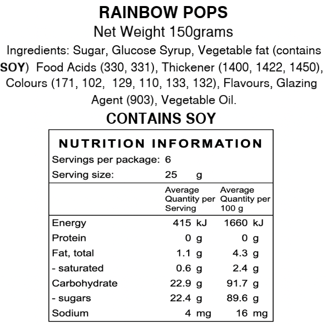 Freeze Dried Rainbow Pops
