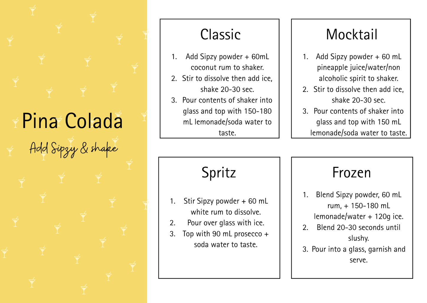 Pina Colada Sipzy Cocktail Powder - Single Serve