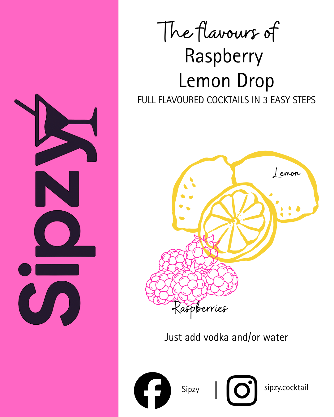 Raspberry Lemon Drop Sipzy Cocktail Powder - Single Serve