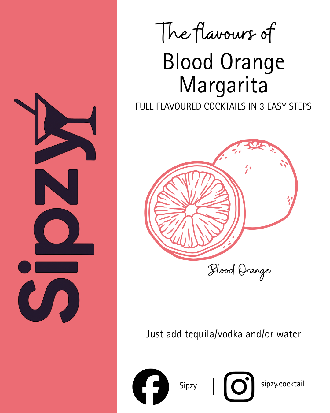 Blood Orange Margarita Sipzy Cocktail Powder - Single Serve