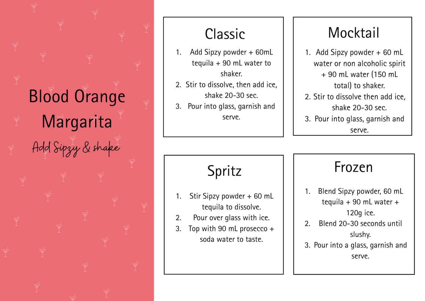 Blood Orange Margarita Sipzy Cocktail Powder - Single Serve