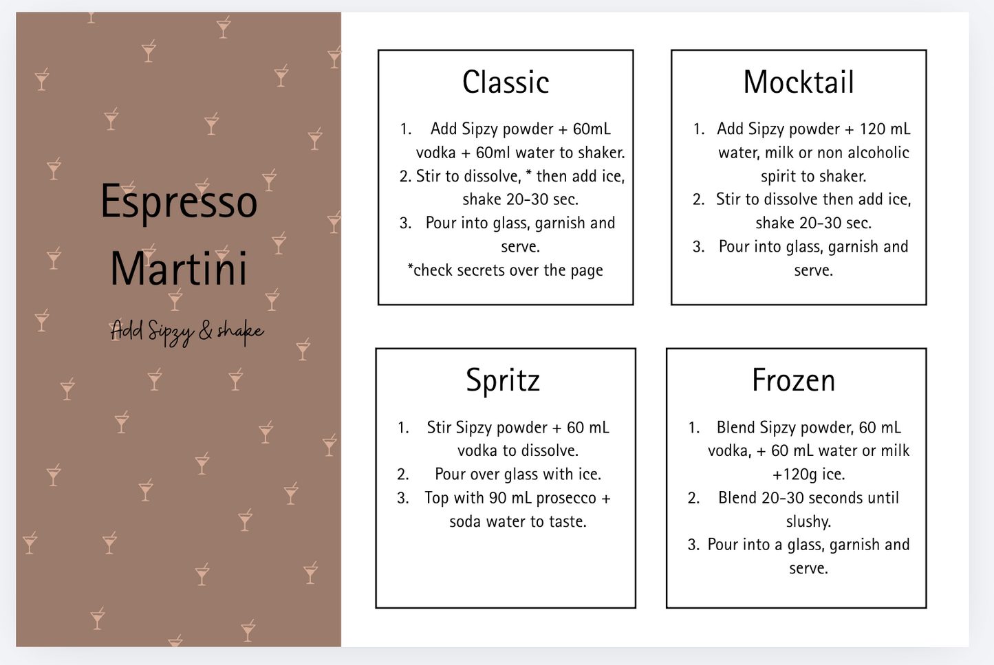 Espresso Martini Sipzy Cocktail Powder - Single Serve